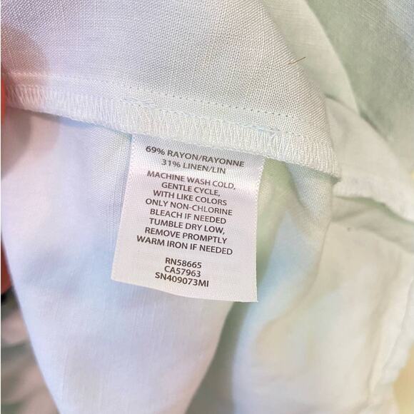 Something Navy Light Blue Linen Blend Maxi  Summer Staple Dress Button Up 1X - Picture 3 of 9